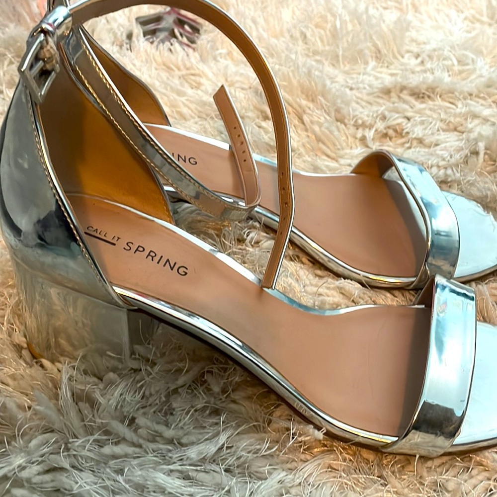cute silver 1 1/2 inch heels